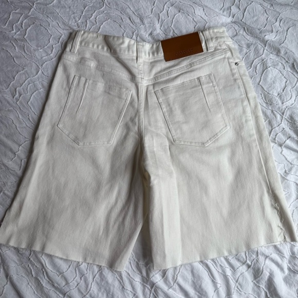 Derek Lam Long White Jean Shorts with Slit Side Detail - Picture 3 of 9